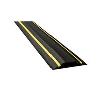 D-Line 1.8m Floor Cable Protector, Linkable, Cover Trailing Cables, Prevent, Trips and Falls, Ribbed Non-Slip Base - 30mm (W) x 10mm (H) Cable Cavity - 1.8m Length - Black/Yellow