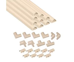 D-Line Magnolia Mini Trunking Kit, 4-Meter Self-Adhesive Wire Hider, Cable Management to Hide Wires on Wall, Cable Tidy Solution - 10x 40cm Lengths and Accessories - 30mm (W) x 15mm (H)