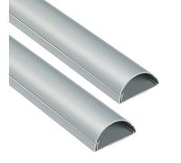 D-Line Maxi Cable Trunking 2-Pack, Wall Mounted TV Wire Hider, Paintable, Half Round Self-Adhesive Cable Cover, Desk Cable Management - 2x 50mm (W) x 25mm (H) x 1-meter Length - Aluminium-Effect