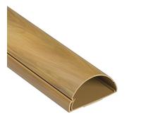 D-Line Maxi Cable Trunking, Wall Mounted TV Wire Hider, Paintable, Half Round Self-Adhesive Cable Cover, Desk Cable Management - 50mm (W) x 25mm (H) x 1-meter Length - Oak-Effect