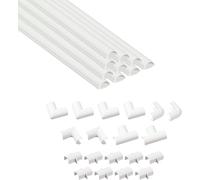 D-Line Micro+ Cable Trunking 4-Meter Pack, Half Round Cable Cover, Paintable, Self-Adhesive Wire Cover, Hide TV Wires, Cable Management - 10x 20mm (W) x 10mm (H) x 40cm Lengths & Accessories - White