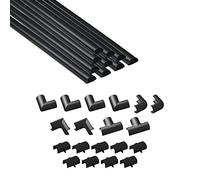D-Line Micro+ Cable Trunking 4-Meter Pack, Half Round Cable Cover, Paintable, Self-Adhesive Wire Cover, Hide TV Wires, Cable Management - 10x 20mm (W) x 10mm (H) x 40cm Lengths & Accessories - Black