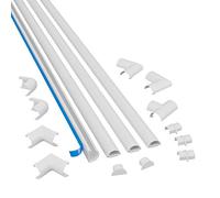 D-Line Micro+ Cable Trunking 4-Meter Pack, Half Round Cable Cover, Paintable, Self-Adhesive Wire Cover, Hide TV Wires, Cable Management - 4x 20mm (W) x 10mm (H) x 1m Lengths & Accessories - White