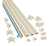 D-Line Micro+ Cable Trunking 4-Meter Pack, Half Round Cable Cover, Paintable, Self-Adhesive Wire Cover, Hide TV Wires, Cable Management - 4x 20mm (W) x 10mm (H) x 1m Lengths & Accessories - Magnolia