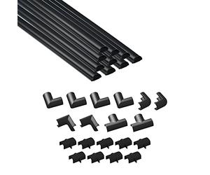 D-Line Micro+ Cable Trunking 4-Meter Pack, Half Round Cable Cover, Paintable, Self-Adhesive Wire Cover, Hide TV Wires, Cable Management - 10x 20mm (W) x 10mm (H) x 40cm Lengths & Accessories - Black