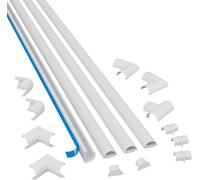 D-Line Micro+ Cable Trunking 4-Pack, Half Round, Paintable, Self-Adhesive, Hide