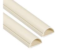 D-Line Mini Cable Trunking 2-Pack, Half Round Cable Cover, Paintable, Self-Adhesive Wire Cover, Hide TV Wires, Cable Management - 2x 30mm (W) x 15mm (H) x 1-meter Lengths (2-Meter) - Magnolia