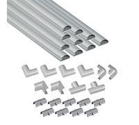 D-Line Mini Cable Trunking 4-Meter Pack, Half Round Cable Cover, Self-Adhesive Wire Cover, Hide TV Wires, Cable Management - 10x 30mm (W) x 15mm (H) x 40cm Lengths & Accessories - Aluminium-Effect
