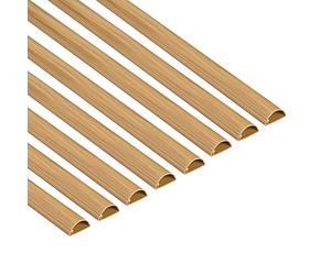 D-Line Mini Cable Trunking 8-Pack, Half Round Cable Cover, Paintable, Self-Adhesive Wire Cover, Hide TV Wires, Cable Management - 8x 30mm (W) x 15mm (H) x 1-meter Lengths (8-Meter) - Oak-Effect