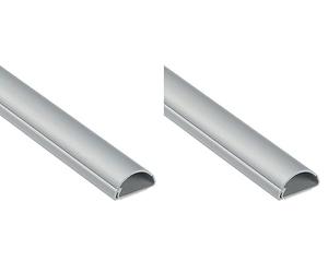 D-Line Mini Cable Trunking, Half Round Cable Cover, Paintable, Self-Adhesive Wire Cover, Hide TV Wires, Cable Management - 30mm (W) x 15mm (H) x 1-meter Length - Aluminium-Effect (Pack of 2)