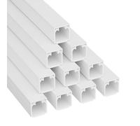D-Line Square Box Cable Trunking, Self-Adhesive Cable Hider, Cable Management to Hide Single Cables - 10 x 16mm (W) x 16mm (H) - 1 Meter Lengths (10-Meter Multipack) - White
