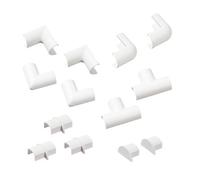 D-Line Micro+ Clip-Over Cable Trunking Accessory Multipack - External & Internal Bend, Flat Bend, Equal Tee, Connector & End Cap - White