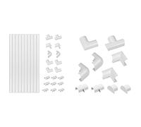 D-Line White Medium Trunking Kit, 4-Meter Self-Adhesive Wire Hider & Mini Cable Trunking Clip-Over Accessory Multipack | Join Multiple Lengths of 30x15mm Mini Cable Cover
