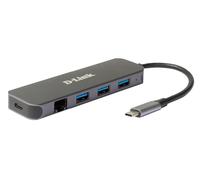 D-Link DUB-2334 5-in-1 USB-C Hub with Power Delivery (PD 60W), Gigabit Ethernet, 3 USB 3.0 Ports, for PC, MacBook Pro, MacBook Air, iPad Pro, Chromebook, Surface Pro and More