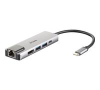 D-Link DUB-M520 5-in-1 USB-C Hub with Power Delivery | HDMI 1.4, Gigabit Ethernet RJ-45 & 2 USB 3.0 Ports for MacBook Pro & Air 2018, Chromebook and Surface Pro 7