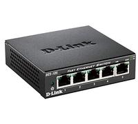 D-Link DES-105/B 5 Port Fast Ethernet Metal Desktop Switch, Hub, Internet Splitter, Metal, Fanless, Plug and Play - UK Model