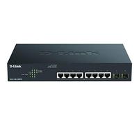 D-Link DGS-1100-10MPV2 - 10-Port Gigabit PoE Smart Managed Switch with 8 PoE and 2 SFP Ports, 130W PoE power budget, 802.3af/at, VLAN support, layer 2 features, QoS, 802.3az EEE, Fanless