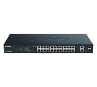 D-Link DGS-1100-26MPV2/B - 26-Port Gigabit Smart Managed Switch with 24 PoE and 2 Combo GE/SFP Ports, 370W PoE, VLAN, QoS, Fanless - UK Power Cord