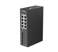 D-Link DIS-210G-12P Industrial Gigabit Smart Managed PoE+ Switch, 8 x RJ45 PoE+ Ports, 4 x SFP, 240W Budget, DIN Rail, IP40, ERPS, Dual DC Input, -40 to 75°C