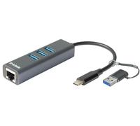 D-Link DUB-2332 USB-C/USB to Gigabit Ethernet Adapter with 3 USB 3.0 ports. USB-C Thunderbolt or 3.0 to RJ45 Gigabit LAN for PC, MacBook Pro, MacBook Air, iPad Pro, Chromebook, Surface Pro and More