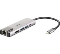 D-Link DUB-M520 laptop dock/port replicator Wired Thunderbolt 3 Aluminium, Black