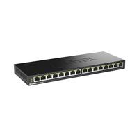 D-Link Ethernet Switch, 16 Port Gigabit Slim Switch Plug and Play, Unmanaged, Metal Housing, Quiet Fanless Design, IEEE 802.3az EEE, 5-Year Limited Warranty (DGS-1016S) Black