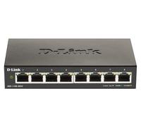 D-Link DGS-1100-08V2 8-Port Gigabit Smart Managed Switch with VLAN support, layer 2 features, QoS, 802.3az EEE, Fanless, Black