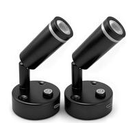 D-lite 12V LED Reading Light with USB C, Dimmable Warm White 3000K, 2 Packs | Dual Colour with Blue Nightlight, Sl lack Finish, LED Wall Spot Light for Campervan, Caravan, Motorhome, Boat