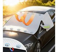D-Lumina Car Windscreen Cover, Foldable Car Windshield Sunshade with 9 Magnets, UV-Resistant and Waterproof, Suitable for Most Vehicles (Silver - 156x120cm)