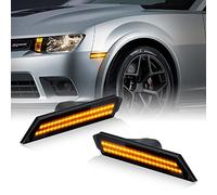D-Lumina Chevy Camaro Side Marker Lights Smoked Lens for Camaro 2010 2011 2012 2013 2014 2015, Amber Front Bumper Marker Light Tinted Side Reflector, OEM Replacement Plug N Play, Pack of 2