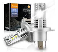 D-Lumina H4 LED Bulb Canbus 9003/HB2,100W 16000LM 6500K Super Bright CSP Chip High and Low Beam,1:1 Replacement Design Halogen Lamp with Fan Non-Polarity,Plug and Play,2pcs