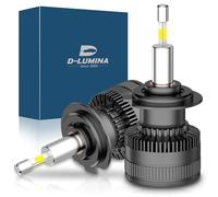 D-Lumina H7 LED 360° Headlight Bulb 120W 20000LM 500% Super Bright Headlights Kit 6500K, 2 Pcs
