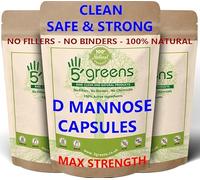 D-Mannose 1000mg High Strength Per Serving - 120 Vegan Friendly Capsules- 100% Natural, No Fillers or Binders - Made in The UK by 5greens