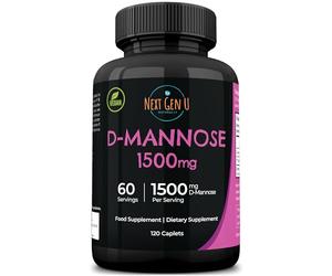 D Mannose - 1500 mg - Health Food Supplement - 120 Vegan Caplets - Helps Support a Healthy Urinary Tract & Bladder - by NextGenU