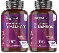 D-Mannose 2000mg - 180 Capsules - 2 Months Supply - Vegan-Friendly, Non-GMO & GMP-Approved - D Mannose Powder Capsules - Unflavoured, Easy to Swallow & Magnesium Stearate-Free (Pack of 2)