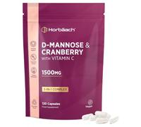D Mannose and Cranberry 1500mg | 3 in 1 D-Mannose Capsules + Vitamin C | Urinary Tract Infection (UTI) Relief | 120 Vegan Capsules | by Horbaach