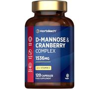 D Mannose and Cranberry 1536mg | 3 in 1 D-Mannose Capsules + Vitamin C | Urinary Tract Infection (UTI) Relief | 120 Vegan Capsules | by Horbaach