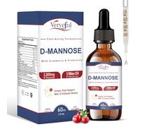 D-Mannose Drops Plus-2000 mg, 5 Billion CFU Probiotics and Pure Cranberry Juice Extract,Urinary Tract Health & Bladder Control - Healthy Gut Function,Sugar-Free,60ml
