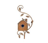 ( D) Metal Birdhouse Stake for Outdoors Rustic Bird House Stand Decor