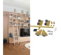 d Metal Steel Round Tube Sliding Ladder Track Kit 3.3ft to 24ft Adjustable Rail System for Library Ga or Closet - Clete Hardware Set (10ft/300cm)