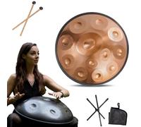 D Minor Hand Drum Instrument - 432Hz/440Hz 9/10/ 12 Notes Handpan Drum Sets, 22 Inch Steel Hand Pan Percussion Instruments, Steel Tongue Drums For Sound Healing(GOLD-12 NOTES,440Hz)