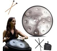 D Minor Hand Drum Instrument - 432Hz/440Hz 9/10/ 12 Notes Handpan Drum Sets, 22 Inch Steel Hand Pan Percussion Instruments, Steel Tongue Drums For Sound Healing(SILVER-12 NOTES,432Hz)
