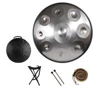 D Minor Handpan Drum 10 Note 432Hz 440Hz - Percuss Instrument for Yoga & Mtat Deep Sound for Musicians & Adults (Silver)