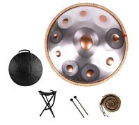D Minor Handpan Drum - 10 Note Steel Percuss Instrument Tuned 432Hz & 440Hz for Yoga Mtat Musicians - Deep Sound Silver h