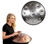 D Minor Handpan Drum 9 Note 440Hz Steel for Mtat Yoga & Sound Therapy - Silver Color Perfect for Beginners and Relaxat Sesss