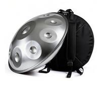 D Minor Handpan Drum 9 Note 440Hz - Steel Tongue Drum for Mtat Yoga and Music - Perfect for Beginners & Adult Musicians - Silver h