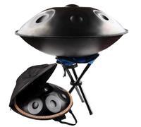 D Minor Handpan Drum Instrument, 9/10/12 Notes Premium Steel Hand Drums, 22 Inches 432Hz/440Hz Handpan Percussion Instrument Hand Pan Drum For Adults, For Sound Healing(BLACK-10 NOTES,440Hz)