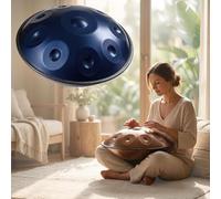 D Minor Handpan Percuss Instrument - 12 Note Steel Tuned 432Hz & 440Hz Perfect for Yoga Mtat Creative Music - Ideal for Beginners & Adults (Blue)