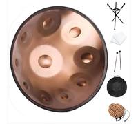 D Minor Steel Handpan Drum - 22 Inch 432Hz/440Hz 9/10/12 Notes Handpan Instrument Hand Drums For Adults, Hand Pan Drum Sets, Steel Hand Pan Percussion Instruments(Gold-432Hz,10Notes)