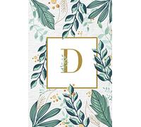 D: monogram notebook tropical ,monogram notebook for women and girls, monogram initial notebook letter D , monogrammed notebook, Pretty Medium Lined ... Girls and Women - TROPICAL & gold - letter D